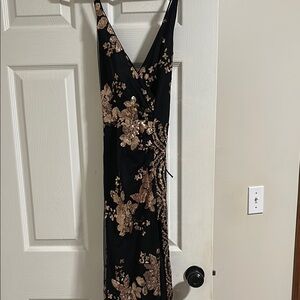 Elegant Black and Gold Floral Dress